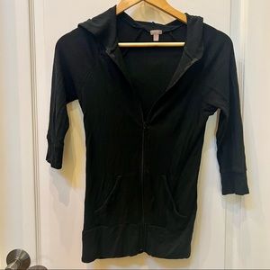 Halogen size small - black - zip up jacket - short sleeve with hoodie